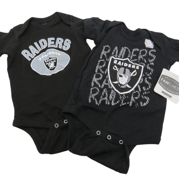 NFL Las Vegas Raiders Set of 2 Infant 0/3m Black Bodysuits One Piece Creeper - Picture 1 of 9